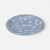 Lassen Sie es Spaß Schneeflocken Blauer Winterurla Pappteller (Schrägansicht)