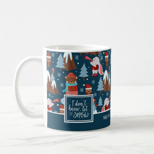 Lassen Sie es Süße Tier-Muster mit dem Namen Blau Kaffeetasse (Links)