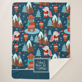 Lassen Sie es Süße Tier-Muster mit dem Namen Blau Sherpadecke