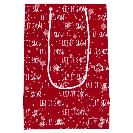 LASSEN SIE ES Text auf rot SCHNEEN Mittlere Geschenktüte (Rückseite)