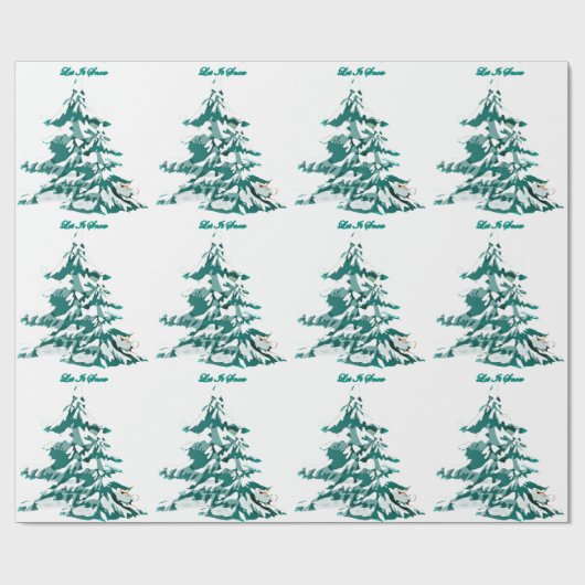 Lassen Sie es Wasser Farbe Winter Weihnachtsbaum. Geschenkpapier (Flach)