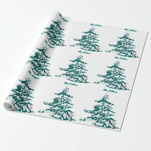 Lassen Sie es Wasser Farbe Winter Weihnachtsbaum. Geschenkpapier (Ungerollt)