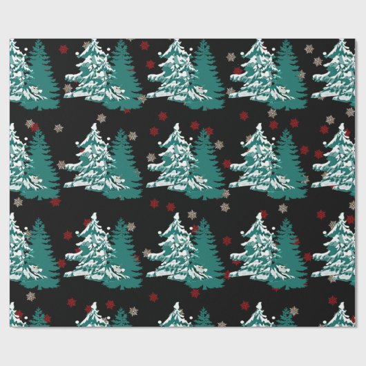 Lassen Sie es Wasser Farbe Winter Weihnachtswald Geschenkpapier (Flach)