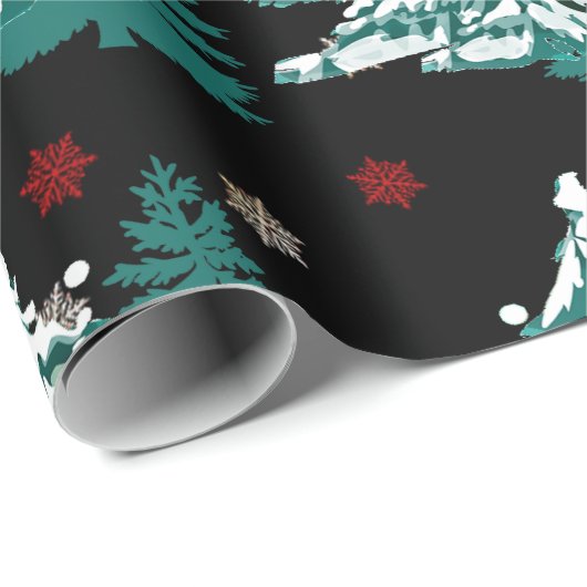 Lassen Sie es Wasser Farbe Winter Weihnachtswald Geschenkpapier (Rolleneckpunkt)