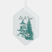 Lassen Sie es Wasser Farbe Winter Weihnachtswald Ornament Aus Glas (Vorderseite Links)