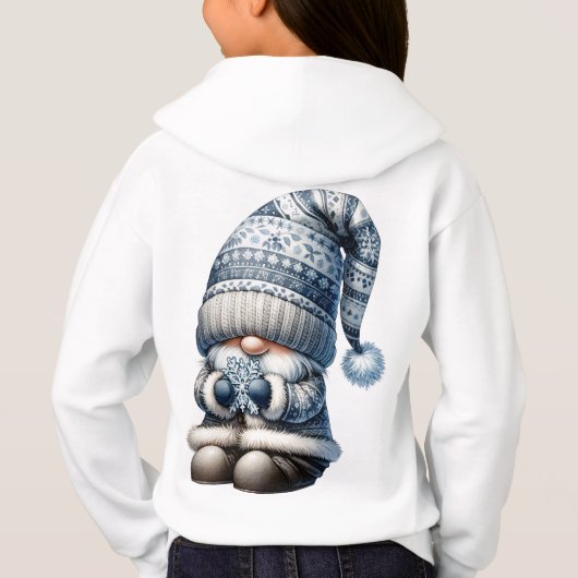 Lassen Sie es Winter Gnome Kids Pullover Hoodie Sc (Rückseite)