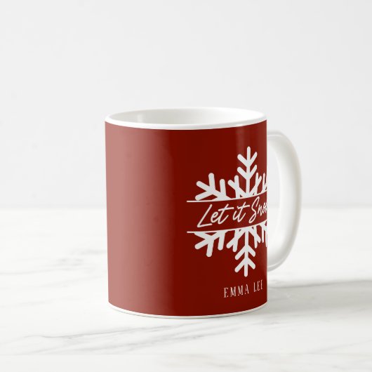 Lassen Sie es Winter Snowflake Script Name Coffee  Kaffeetasse (VorderseiteRechts)