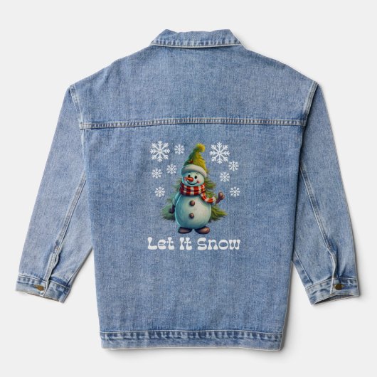 Lassen Sie es Winter Snowman Jeansjacke (Rückseite)