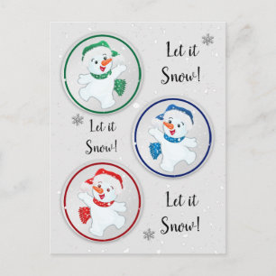 Lassen Sie es Winter Snowmen Cartoon Postkarte