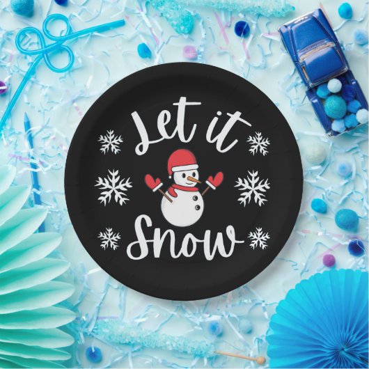 Lassen Sie es Winter Weihnachten Schnee Pappteller (Party)