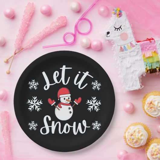 Lassen Sie es Winter Weihnachten Schnee Pappteller (Party)