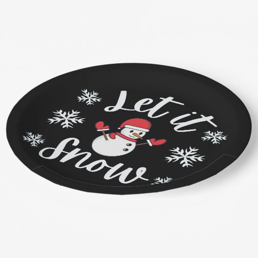 Lassen Sie es Winter Weihnachten Schnee Pappteller (Schrägansicht)
