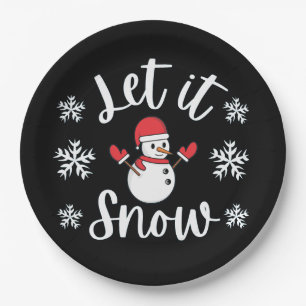 Lassen Sie es Winter Weihnachten Schnee Pappteller