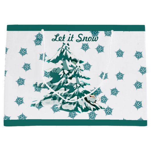 Lassen Sie es Winter Weihnachtswald Custom Große Geschenktüte (Vorderseite)