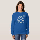 Lassen Sie es Winterschneeflocken blauer Frauenkrü Sweatshirt (Vorne ganz)