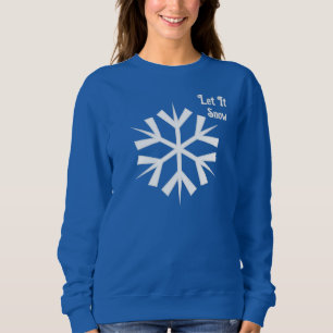 Lassen Sie es Winterschneeflocken blauer Frauenkrü Sweatshirt