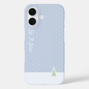 Lassen Sie es winzige Winter Baum Eis Blue Polka D iPhone 16 Hülle