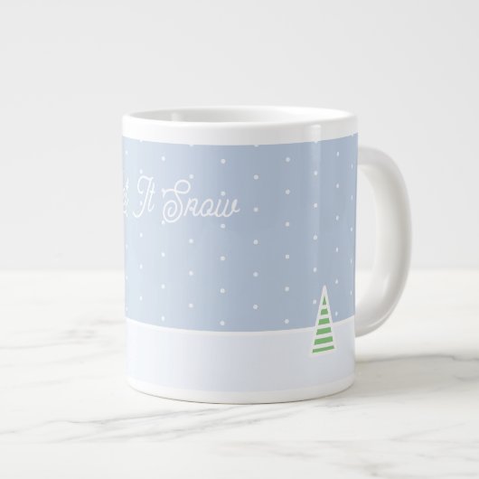Lassen Sie es winzige Winter Baum Eis Blue Polka D Jumbo-Tasse (Vorderseite Rechts)