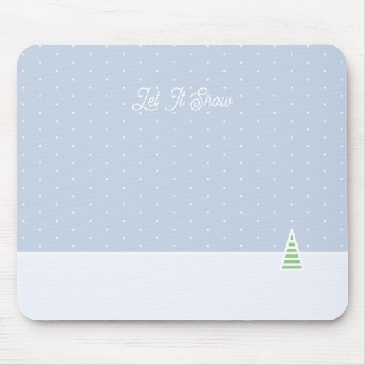 Lassen Sie es winzige Winter Baum Eis Blue Polka D Mousepad (Vorne)