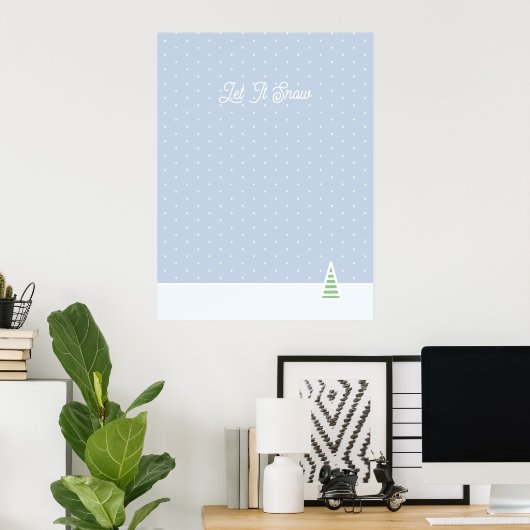 Lassen Sie es winzige Winter Baum Eis Blue Polka D Poster (Heimbüro)