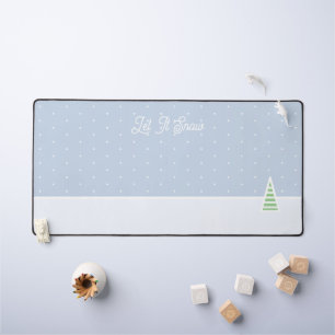 Lassen Sie es winzige Winter Baum Eis Blue Polka D Schreibtischunterlage