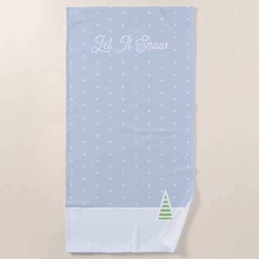 Lassen Sie es winzige Winter Baum Eis Blue Polka D Strandtuch (Vorderseite)