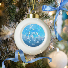Lassen Sie es zu Snow Blue Crystal Keramik Kugel-Ornament