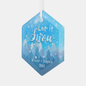 Lassen Sie es zu Snow Blue Crystal Ornament Aus Glas (Vorderseite Links)