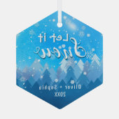 Lassen Sie es zu Snow Blue Crystal Ornament Aus Glas (Rückseite)
