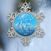 Lassen Sie es zu Snow Blue Crystal Schneeflocken Zinn-Ornament