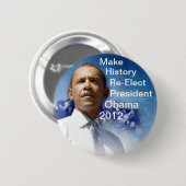 Lassen Sie Geschichte Präsidenten Obama 2012 Button (Vorne & Hinten)