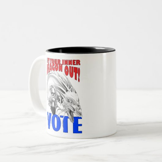 Lassen Sie Ihre innere Drache heraus - ABSTIMMUNG Zweifarbige Tasse (Vorderseite Links)