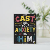 Lassen Sie Ihre Sorgen los, verkraften Sie Frieden Postkarte (Stehend Vorderseite)