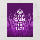 Lassen Sie Ihren Text auf Lila Racing Flames Ruhe  Postkarte (Vorderseite)