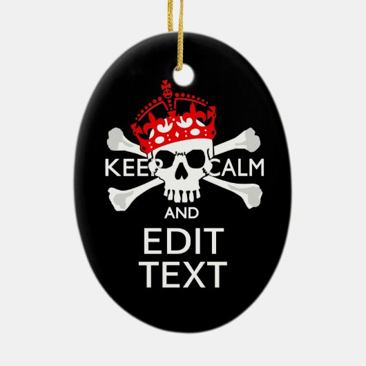 Lassen Sie Ihren Text ruhigen Knochen-Schädel Keramik Ornament (Hinten)