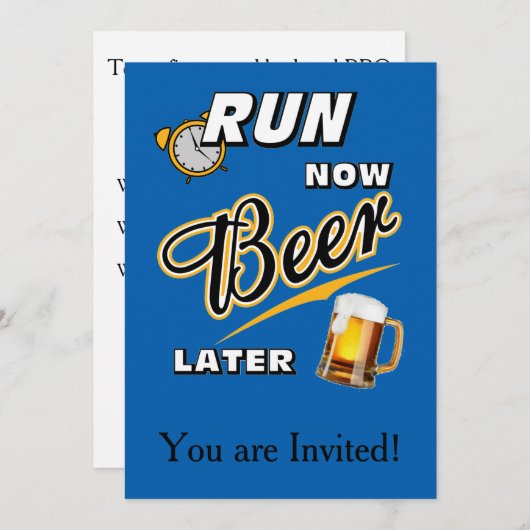 Lassen Sie jetzt Bier später laufen Einladung (Vorne/Hinten)