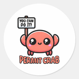 Lassen Sie Krebs zu! Niedlich Crab Pub Cartoon Runder Aufkleber