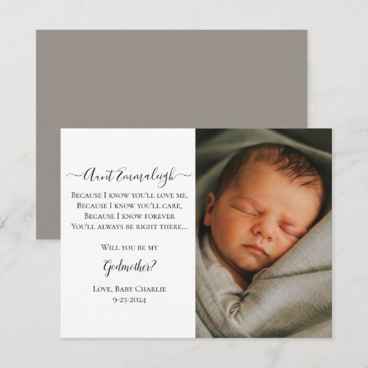 Lassen Sie sich einladen, eine Godmutter mit Bilde Einladung (Vorne/Hinten)