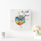 Lassen Sie sich von den farbenfrohen Gilded Compas Quadratische Wanduhr (Zuhause)