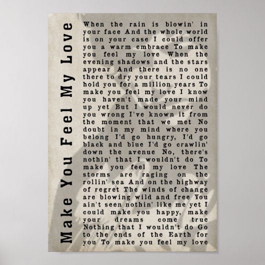 Lassen Sie sich von meiner Liebe Shadow Song Lyric Poster (Vorne)