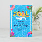 Lassen Sie sich von unserem Pool-Party zum Geburts Einladung (Stehend Vorderseite)