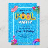 Lassen Sie sich von unserem Pool-Party zum Geburts Einladung (Vorne/Hinten)