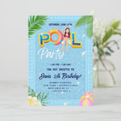 Lassen Sie sich von unserem Pool-Party zum Geburts Einladung (Stehend Vorderseite)