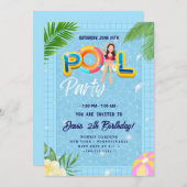 Lassen Sie sich von unserem Pool-Party zum Geburts Einladung (Vorne/Hinten)