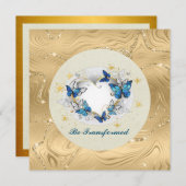 Lassen Sie sich von Zitatherzen und blauen Schmett Einladung (Vorne/Hinten)