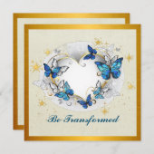 Lassen Sie sich von Zitatherzen und blauen Schmett Einladung (Vorne/Hinten)