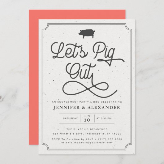 Lassen Sie uns Coral I machen GRILLEN Engagement P Einladung (Vorne/Hinten)
