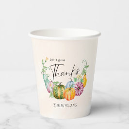 Lassen Sie uns Dank Watercolor Autumn Pumpkin Pape Pappbecher