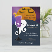 Lassen Sie uns das Cocktail-Halloween-Party auf Fa Einladung (Stehend Vorderseite)