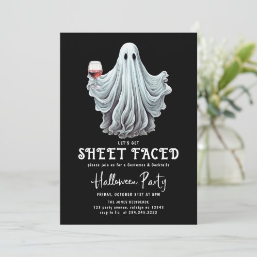 Lassen Sie uns das erwachsene Halloween-Party in F Einladung (Stehend Vorderseite)